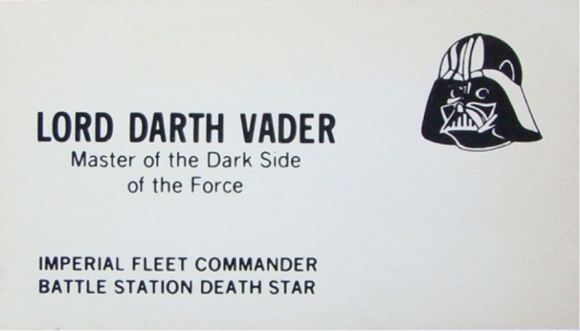 Darth Vader business card